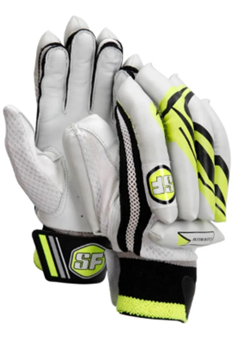 SF CLUB DELUXE LP BATTING GLOVES WHITE BLACK AND LIME-